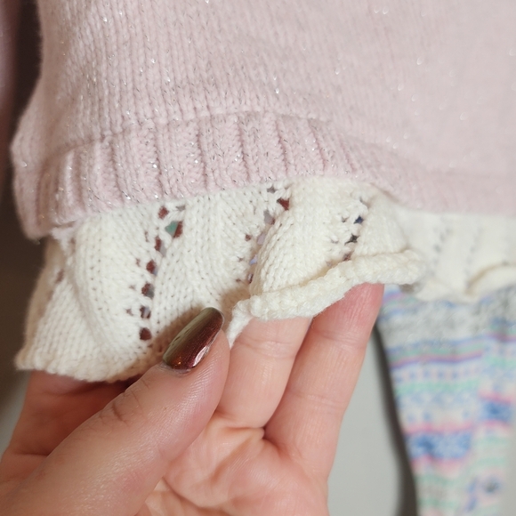 NWT Cynthia Rowley Unicorn 2-Piece Pink Metallic Sweater Snowflake Pants  Small - Picture 6 of 15